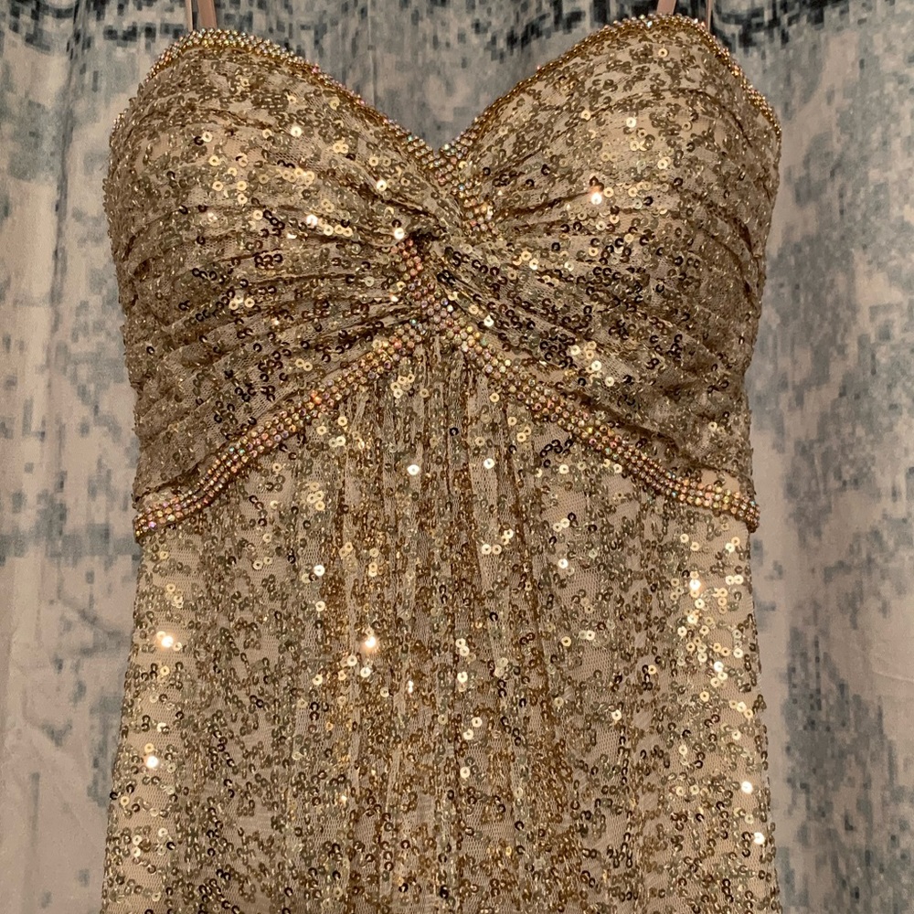 La Femme Strapless Gold Dress - Picture 2 of 7